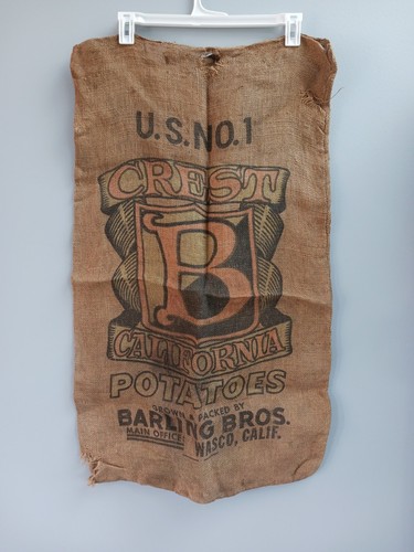Vintage crest burlap - burlap, potato
